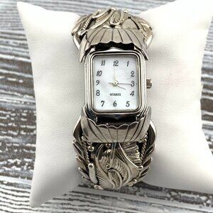Navajo Indian Handmade Sterling Silver Cuff Bracelet Watch J895